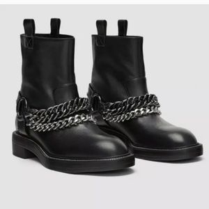Zara Black Ankle Boots with Silver Chain